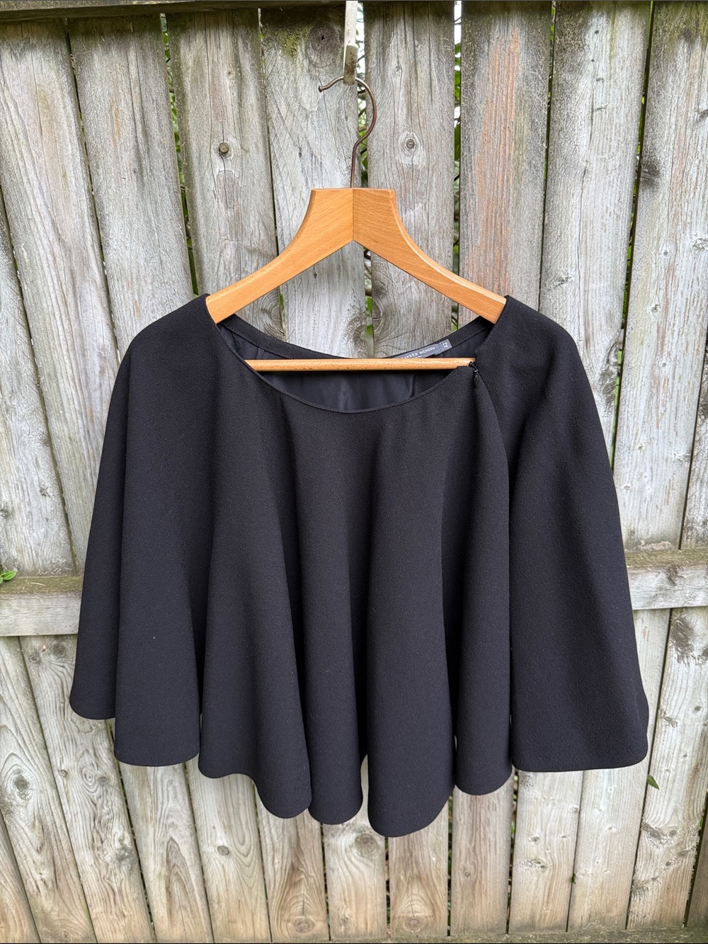 Alexander McQueen Wool Poncho Cape zipper silk lined Italy Authentic IT42 US 8